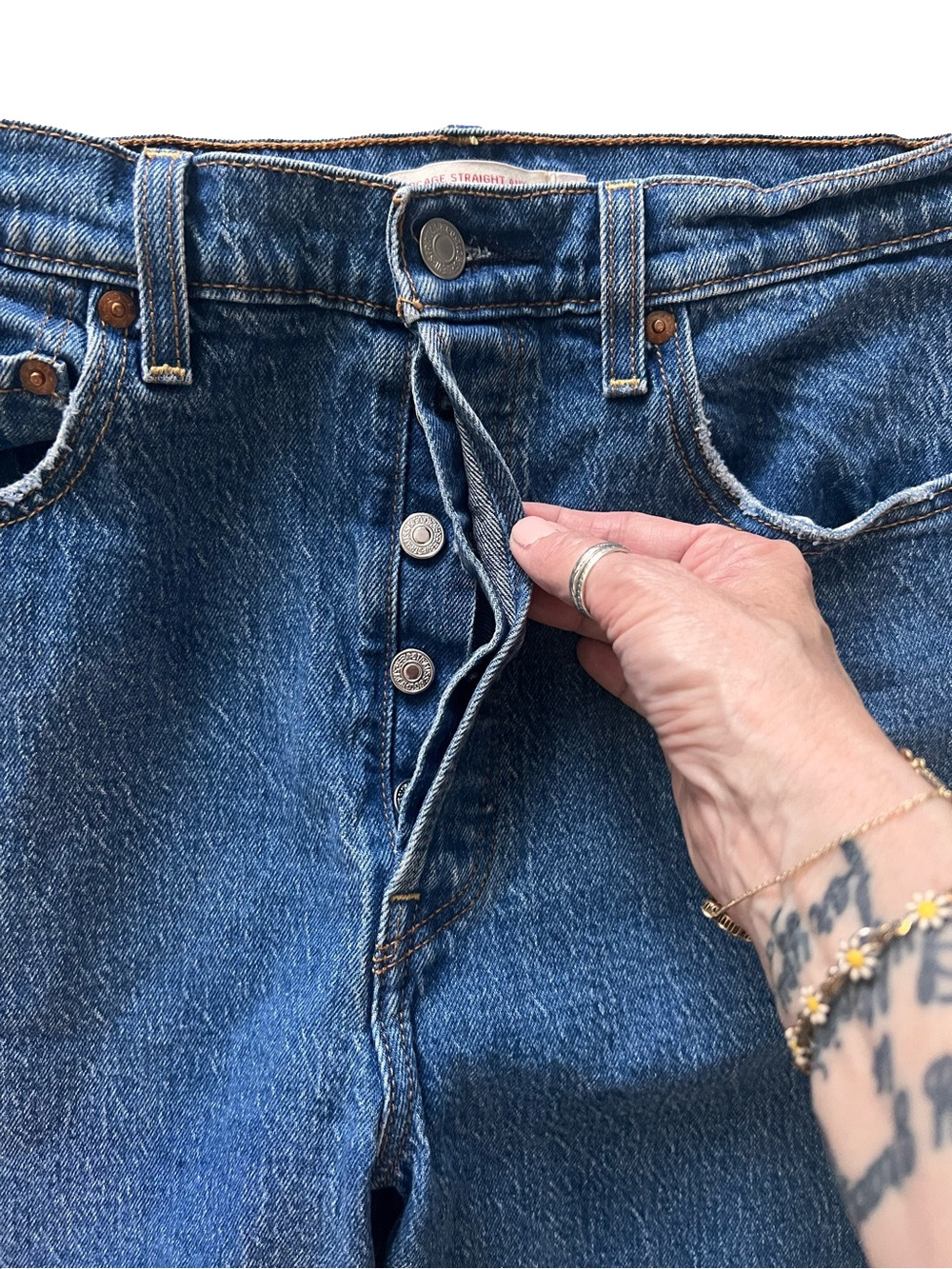 Levi’s Ribcage Straight Ankle Jeans High Rise Cropped Medium Wash - Size 27 - Picture 6 of 12